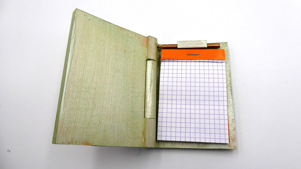 Support bloc notes en bois décoré