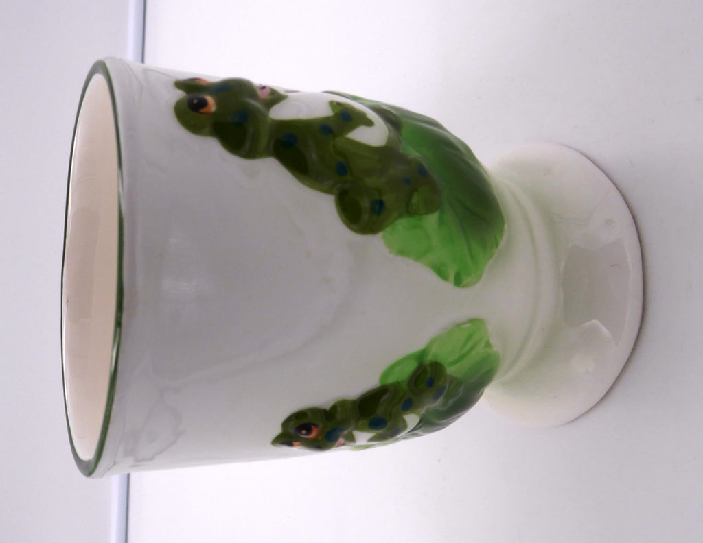 Mug grenouille en céramique blanche beau décor main