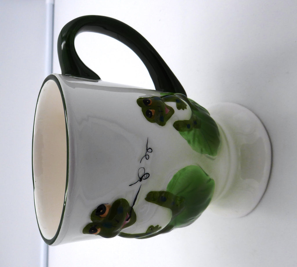 Mug grenouille en céramique blanche beau décor main