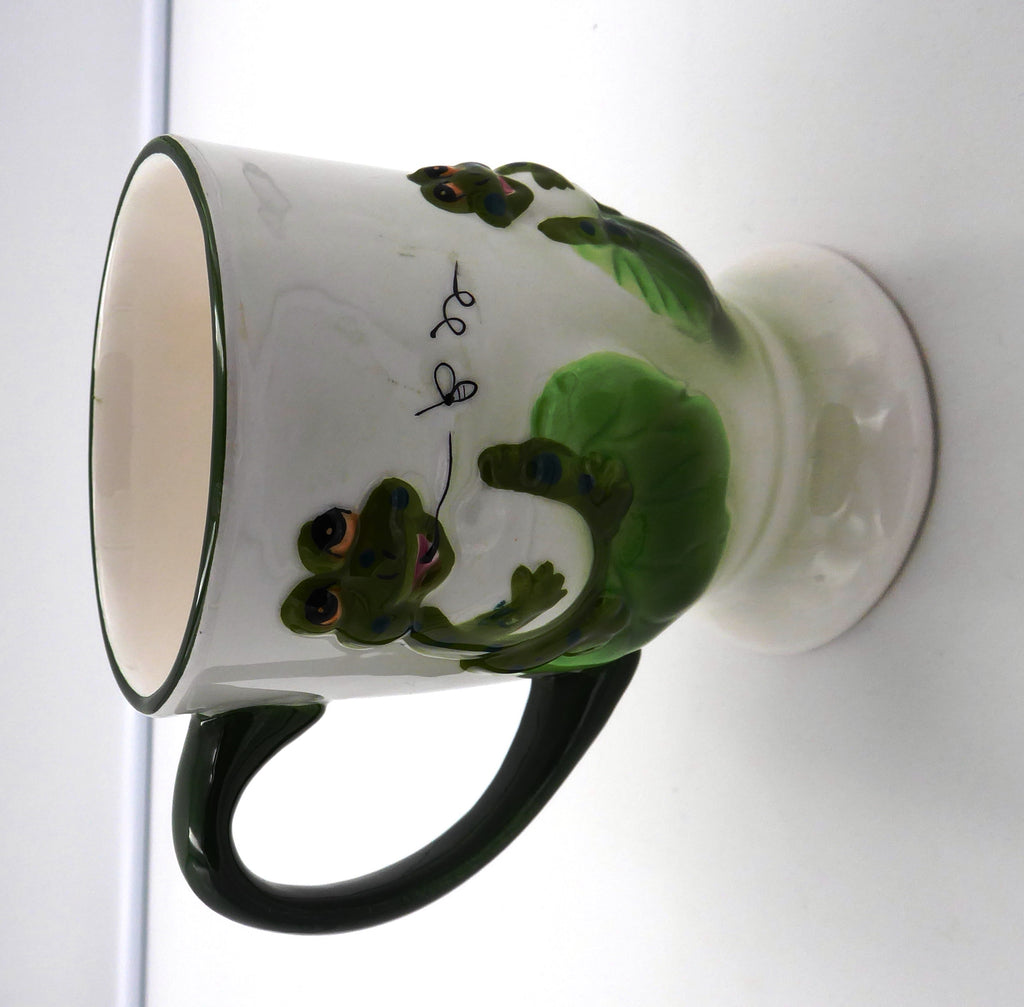 Mug grenouille en céramique blanche beau décor main