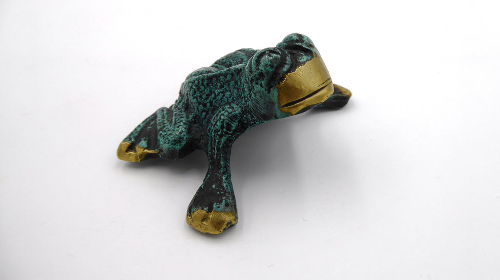 Grenouille en laiton massif vieillie