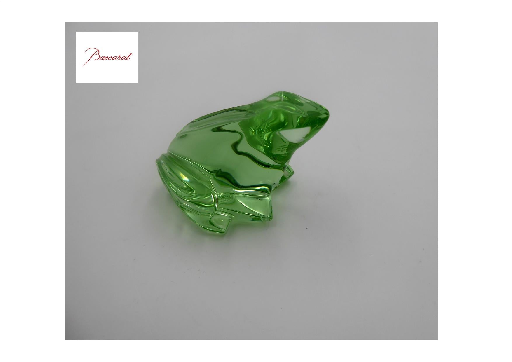 Grenouille en cristal verte claire signée BACCARAT