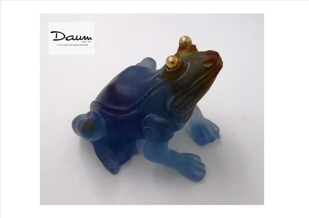 Grenouille DAUM bleu aux yeux dorés