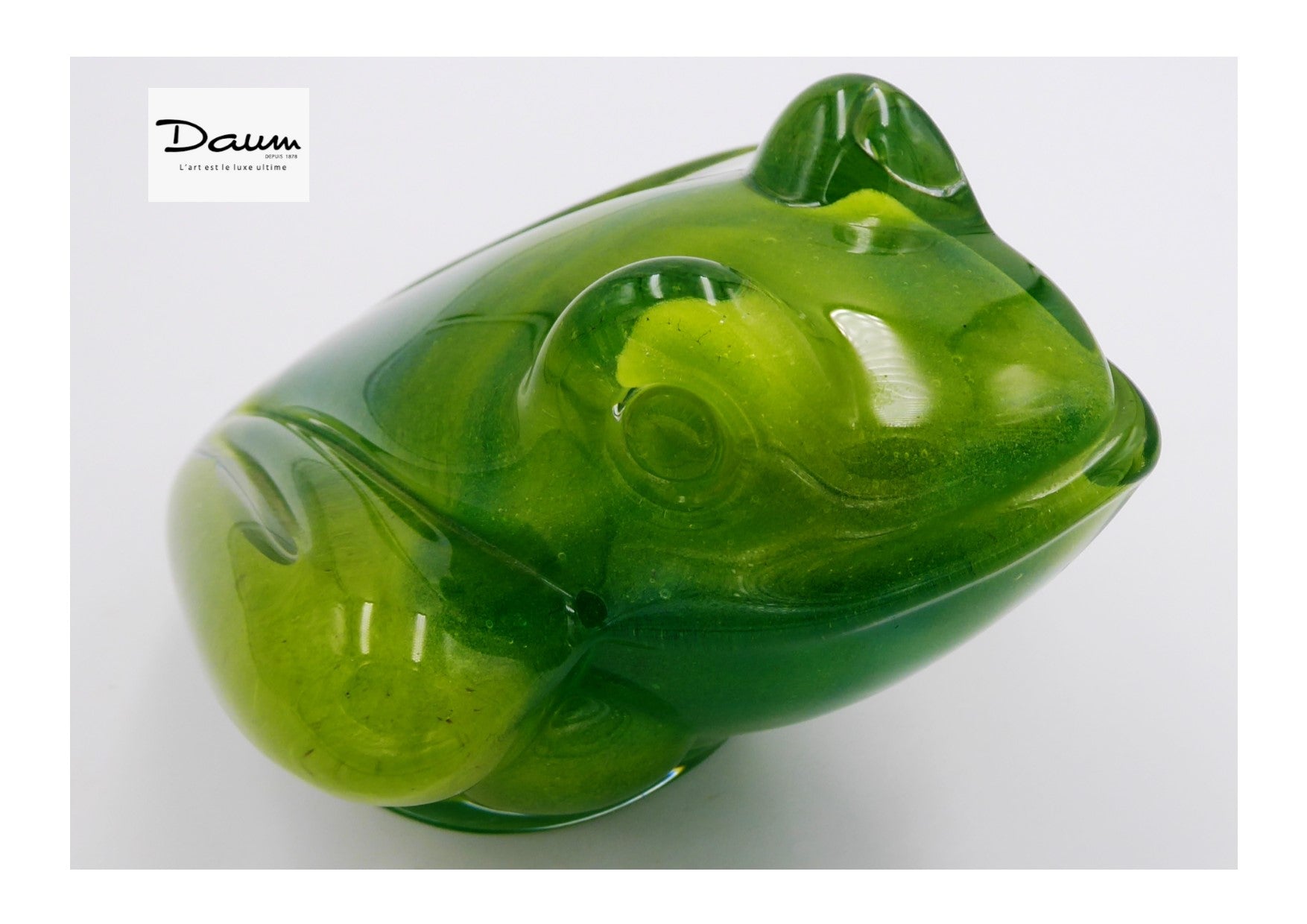 Grosse grenouille DAUM en cristal vert