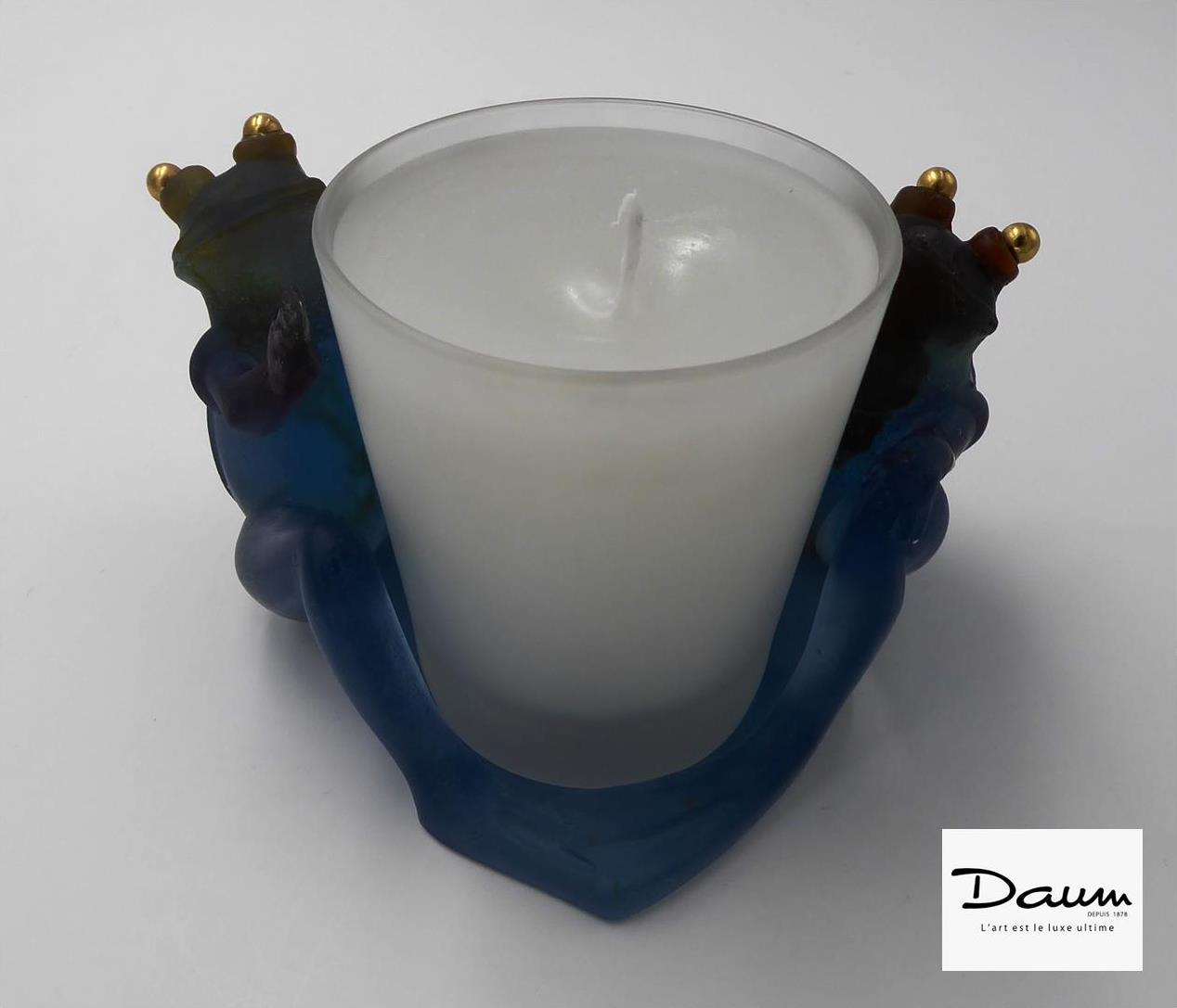 Couple de grenouilles assises - Bougeoir DAUM
