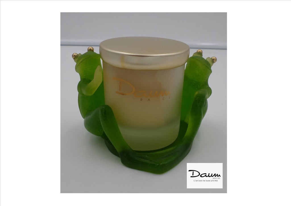 Couple de grenouilles assises - Bougeoir DAUM vert