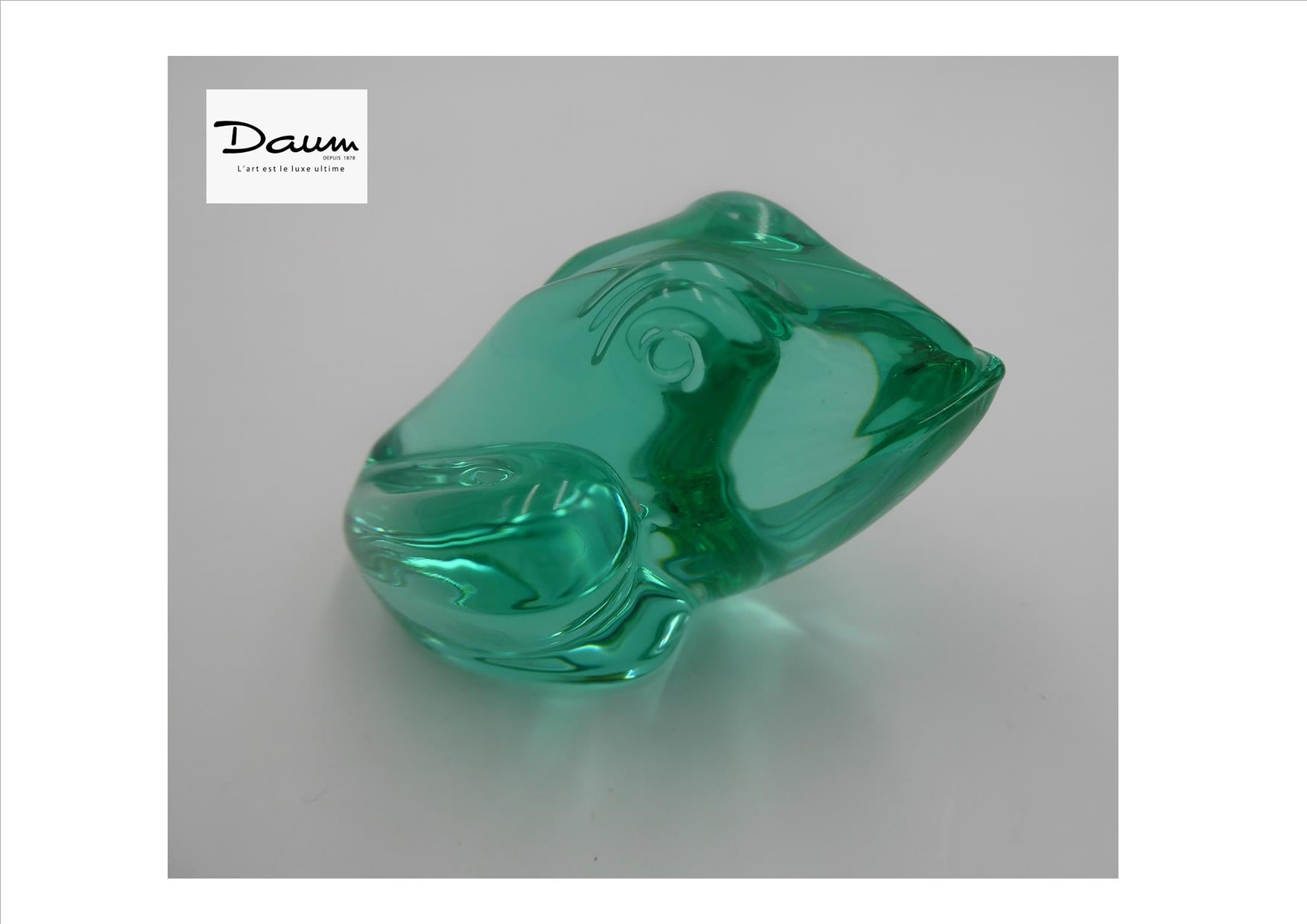 Grenouille DAUM en cristal teinté vert