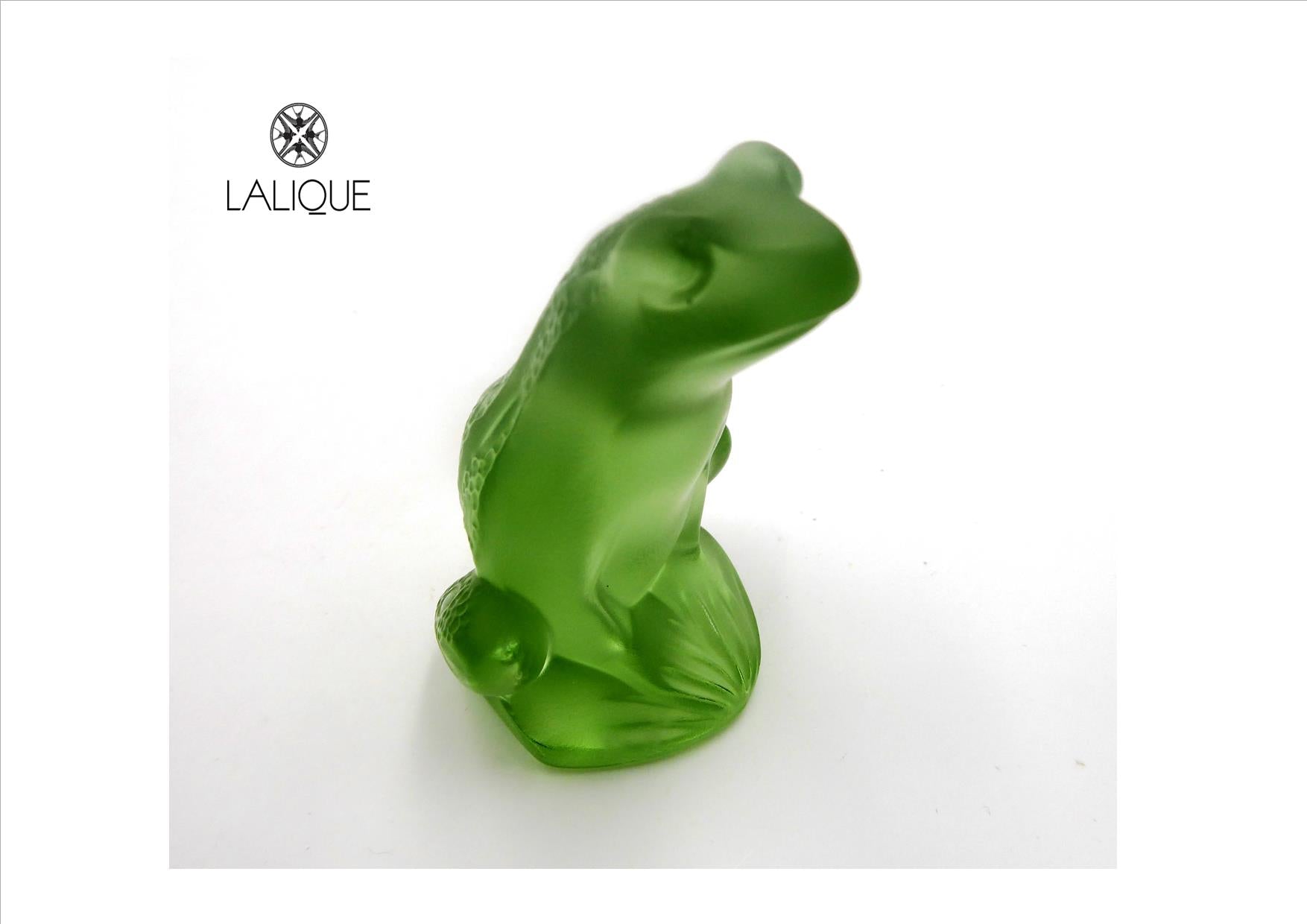 Grenouille rainette LALIQUE en cristal vert clair - Signée